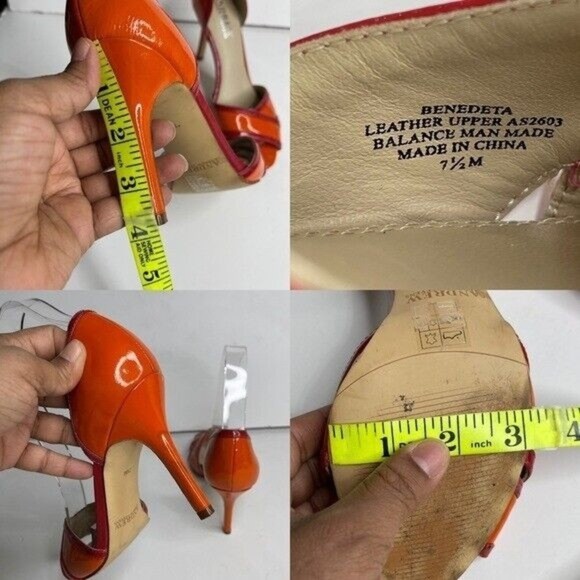 Women D Orsay  Orange Patent Leather Heels Sz 7 1/2 M Andrew Stevens - Picture 4 of 13